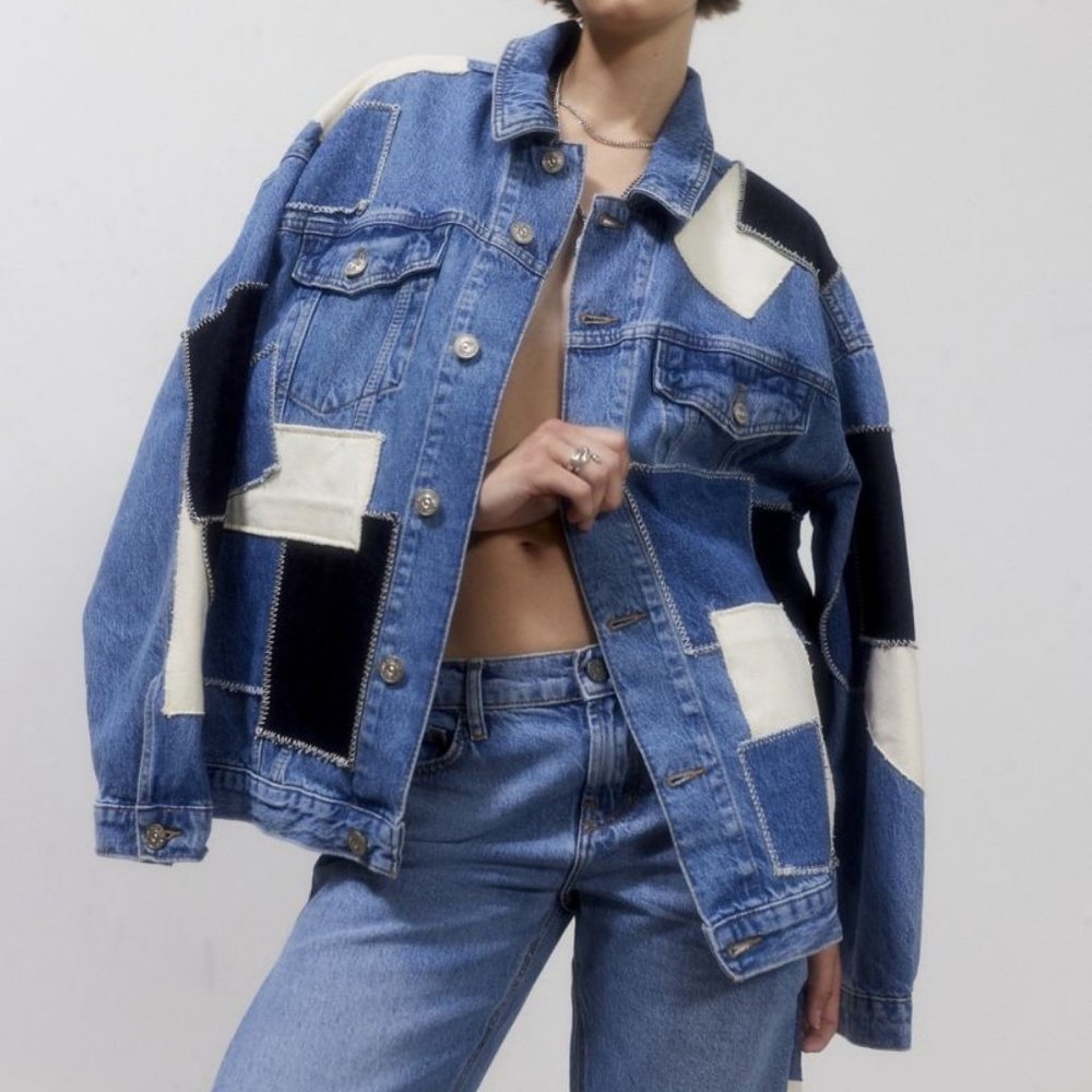 BDG Patchwork Denim Trucker Jacket Medium